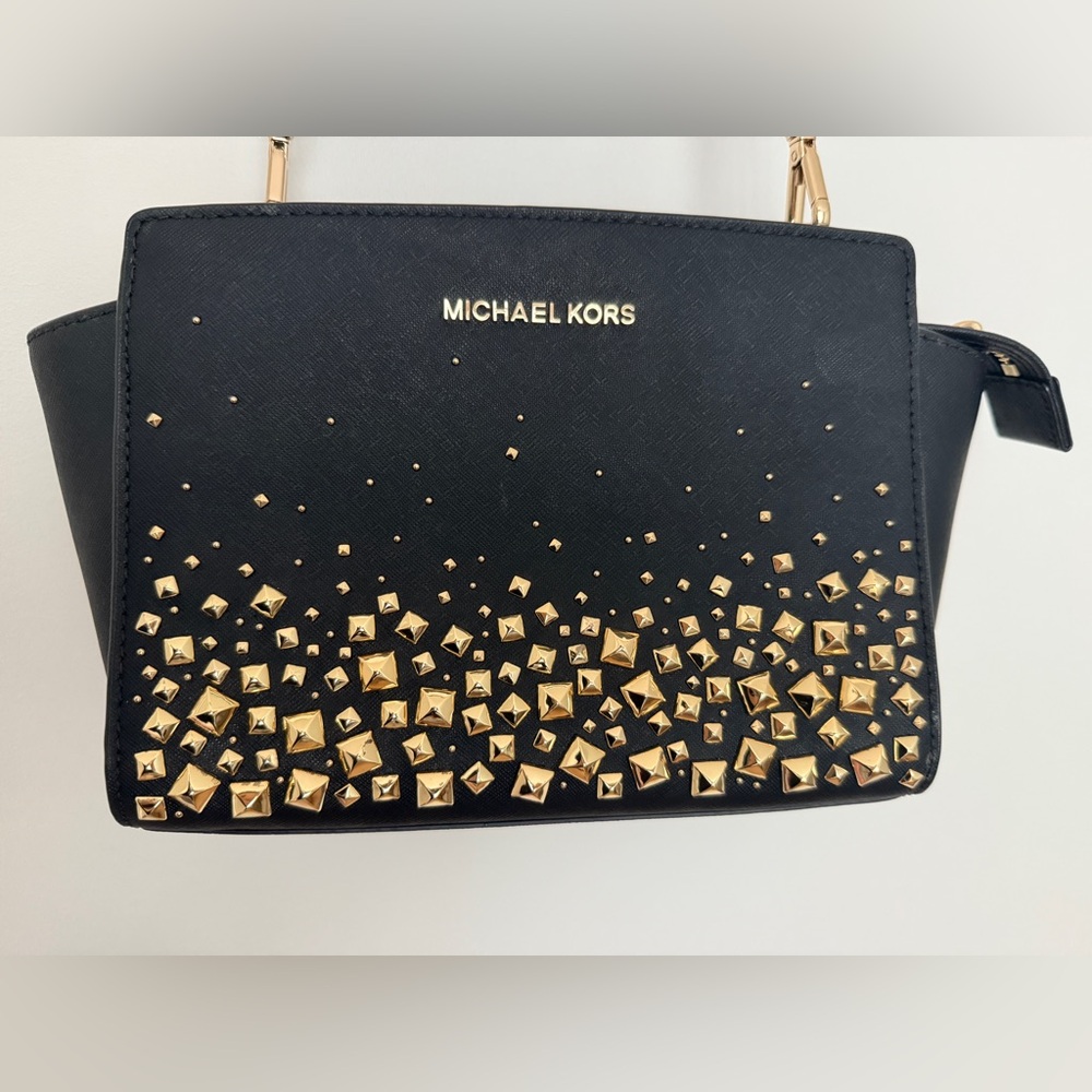 Michael Kors Black Crossbody Bag with Gold Studs NWT